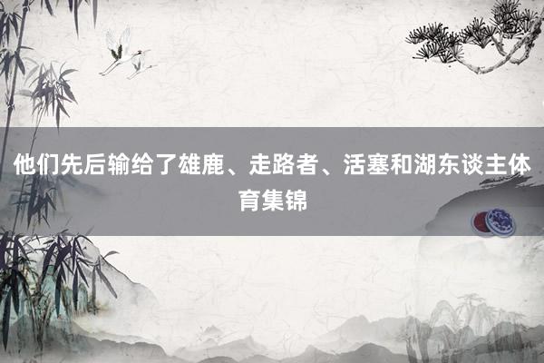 他们先后输给了雄鹿、走路者、活塞和湖东谈主体育集锦