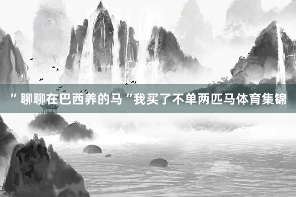 ”聊聊在巴西养的马“我买了不单两匹马体育集锦