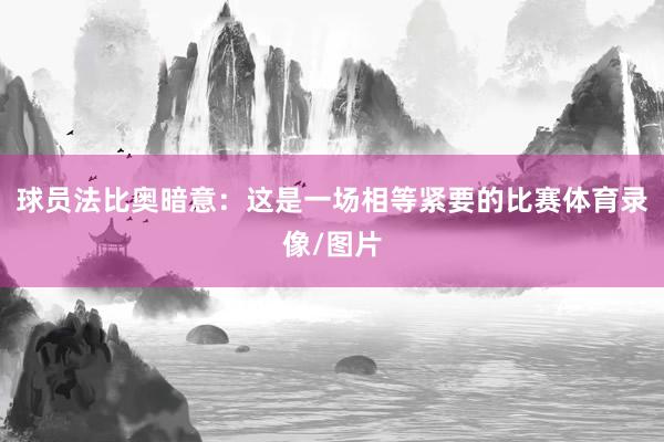 球员法比奥暗意：这是一场相等紧要的比赛体育录像/图片