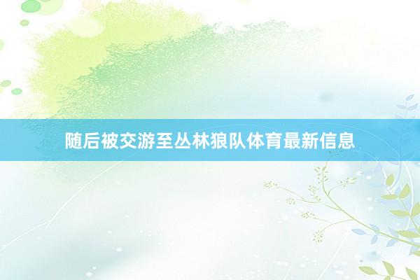 随后被交游至丛林狼队体育最新信息