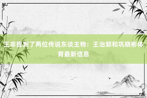 王非提到了两位传说东谈主物:王治郅和巩晓彬体育最新信息